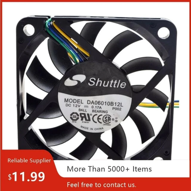 Alt view image 2 of 2 - DA06010B12L 6010 Ultra-Thin Axial Cooling Fan 60x60x10mm DC12V 0.17A 4-Wire PWM Dual Ball Bearing High Airflow Replacement Fan for Industrial Control, Heat Sink and Compact Electronic Equipment Heat