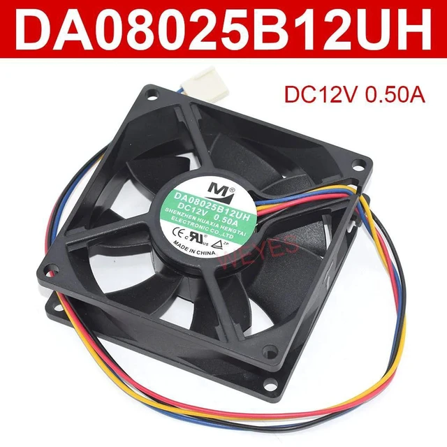 Alt view image 2 of 2 - DA08025B12UH 80MM Cooling Fan 80*80*25MM DC12V 0.50A 4-Pin Axial Fan Replacement, High Speed Cooling Fan for Power Supply Heatsink and Industrial Electronic Equipment Heat Dissipation