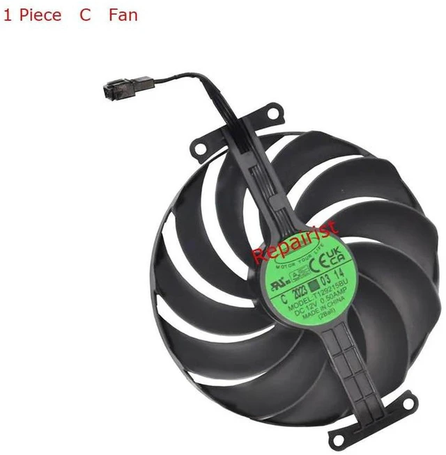 Main image of T129215BU Single GPU Cooling Fan C-Fan Cooler Replacement for RX 9070 XT OC RX9070XT-O16G Graphics Card, High Airflow VGA Fan for GPU Heat Dissipation