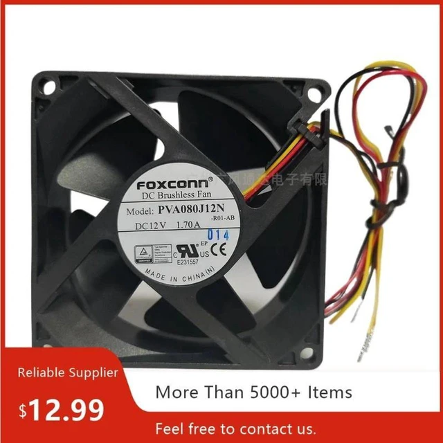 Main image of PVA080J12N Replacement 8025 High Speed Server Chassis Cooling Fan, DC12V 1.7A 80x80x25mm Axial Brushless Fan, High Airflow Industrial Square Fan for Server Cabinet, Network Device Heat Dissipation