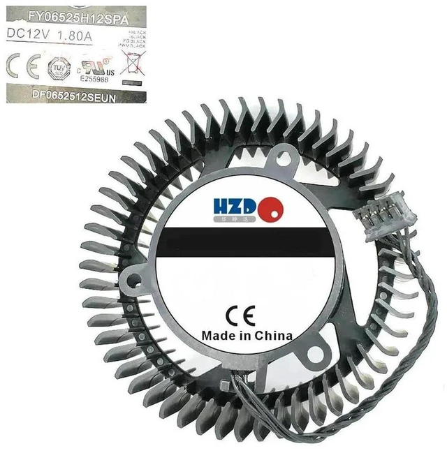 Main image of FY06525H12SPA Replacement 4-Pin Graphics Card Cooling Fan, DC12V 1.8A GPU Cooler Fan Compatible with GTX660, GTX670, GTX680, GTX470, 560, 570, 580 Video Card for Graphics Card Heat Dissipation