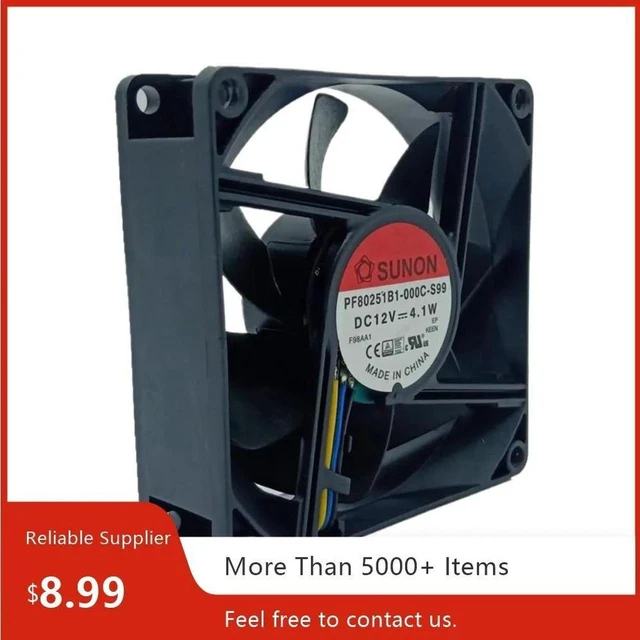 Main image of PF80251B1-000C-S99 Replacement 80mm 8025 4-Pin PWM Axial Cooling Fan, DC12V 4800RPM High Speed Brushless Square Fan for Server, Industrial Cabinet, Inverter and Heavy-Duty Industrial Equipment Heat