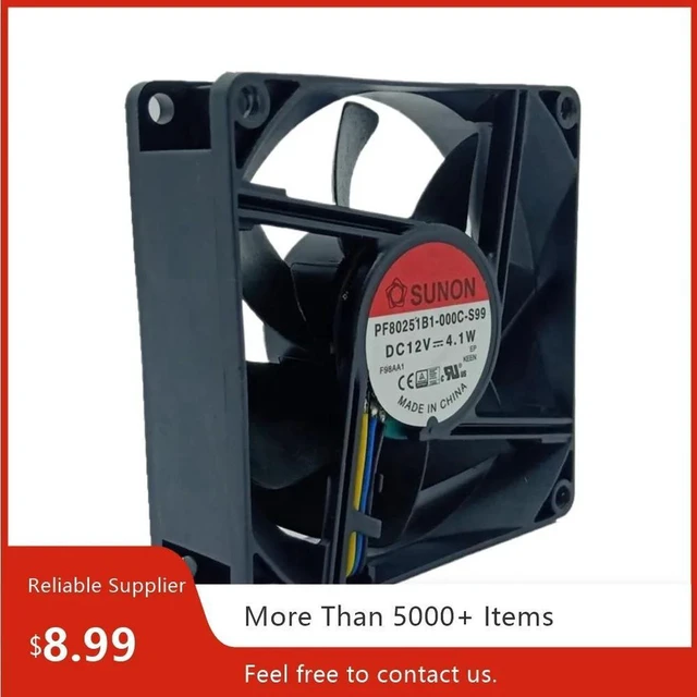 Alt view image 2 of 2 - PF80251B1-000C-S99 Replacement 80mm 8025 4-Pin PWM Axial Cooling Fan, DC12V 4800RPM High Speed Brushless Square Fan for Server, Industrial Cabinet, Inverter and Heavy-Duty Industrial Equipment Heat