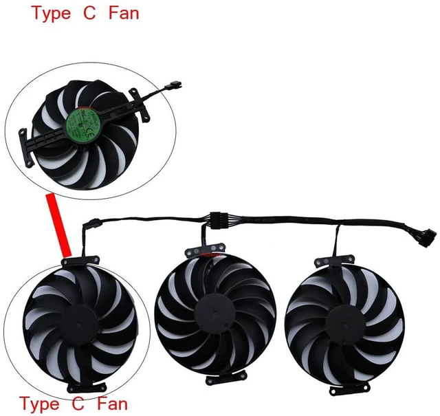 Alt view image 2 of 2 - CF1010U12S Replacement 95mm C-Type GPU VGA Cooling Fan, DC12V Brushless Video Card Cooler for RTX3090 24G GAMING, RTX3080 Ti, RTX3080, RTX3070 Ti Gaming Graphics Cards