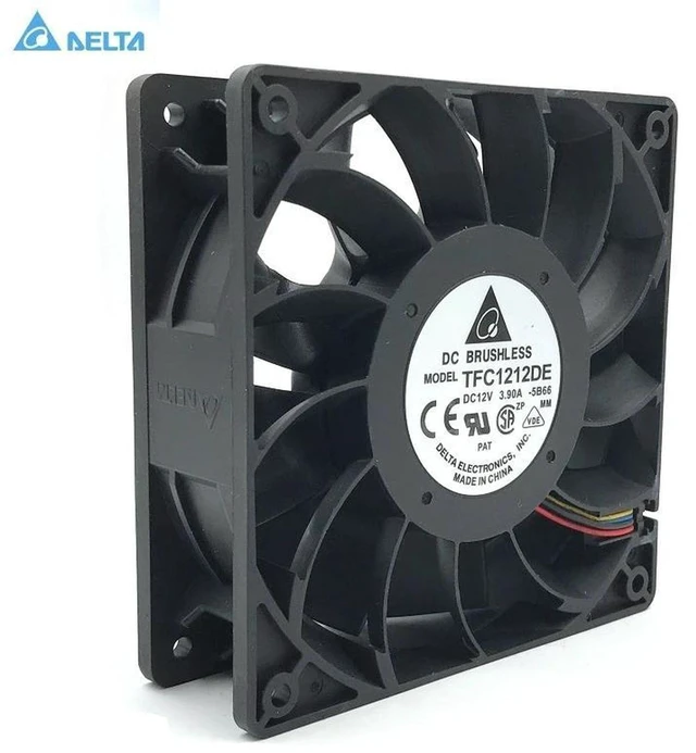 Main image of TFC1212DE 12038 High Speed Cooling Fan, 120x120x38mm DC12V 3.9A 4-Wire PWM, 250CFM 5500RPM Dual Ball Bearing Axial Fan for ASIC Miners, Server and High Heat Load Industrial Equipment Heat Dissipation