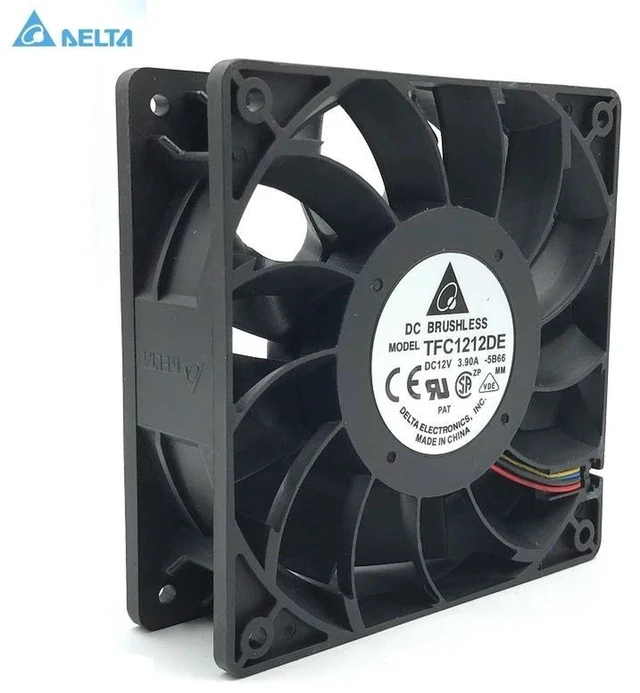 Alt view image 2 of 2 - TFC1212DE 12038 High Speed Cooling Fan, 120x120x38mm DC12V 3.9A 4-Wire PWM, 250CFM 5500RPM Dual Ball Bearing Axial Fan for ASIC Miners, Server and High Heat Load Industrial Equipment Heat Dissipation