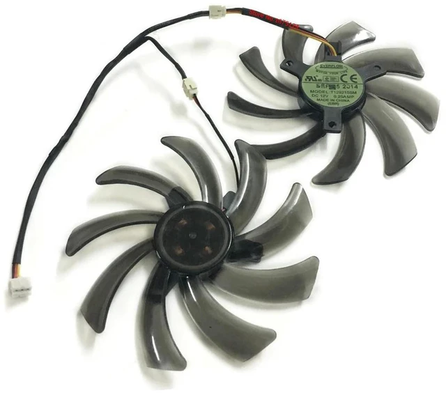 Alt view image 2 of 2 - T129215SM GPU Cooling Fan 2 Units/Set, VGA Video Card Replacement Fan DC12V, Compatible with XFX R9 270A-CEF5, HD7850 2GB Graphics Cards, High Static Pressure GPU Cooler for Gaming Video Cards