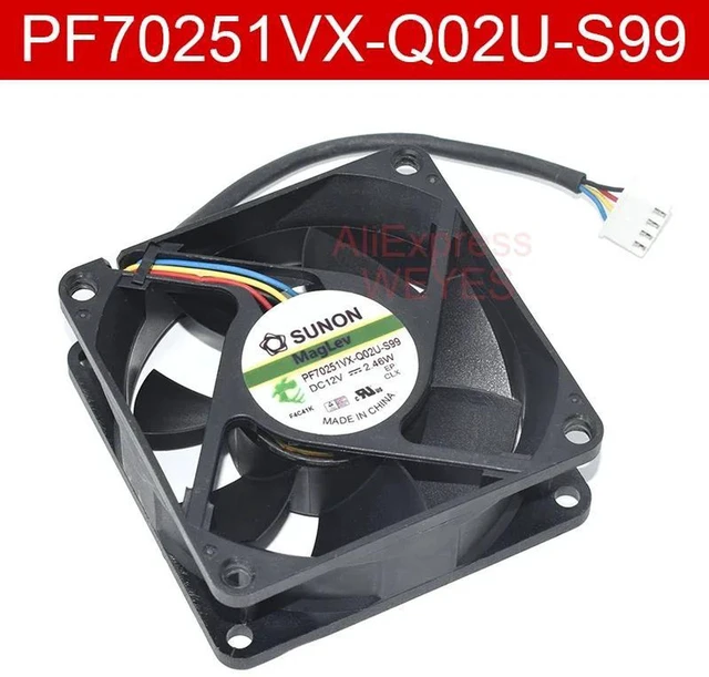 Alt view image 2 of 2 - PF70251VX-Q02U-S99 7025 Server Axial Cooling Fan, 70x70x25mm DC12V 2.46W 4-Pin SUNON Replacement Fan, High Airflow Fan for Server Cabinets, Power Supplies and Industrial Electronic Equipment Heat