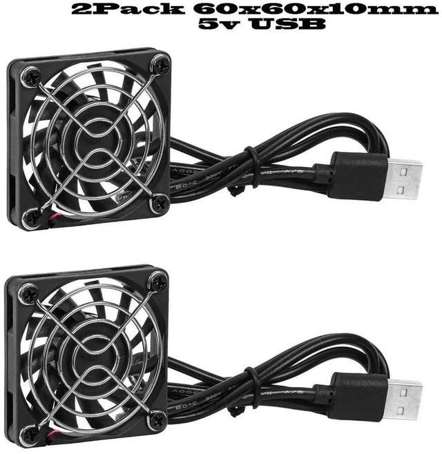 Alt view image 2 of 2 - 2 Pack USB6010 Dual Ball Bearing USB Cooling Fan, DC 5V Silent 6010 Axial Fan, USB Powered Quiet Fan for Router, Game Console, TV Box, Power Supply, DIY Electronic Projects Heat Dissipation