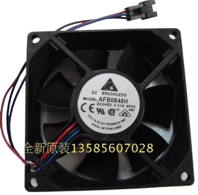 Alt view image 2 of 2 - AFB0848H 8025 80mm DC Axial Cooling Fan 80×80×25mm DC48V 0.11A 2-Wire Brushless Fan Replacement for Blower System Industrial Cabinet Server Electronic Equipment Heat Dissipation