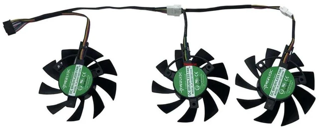 Main image of PLA08015S12HH GPU Cooling Fan 3Pcs/Set Replacement for RX 5700 XT 8G OC & GTX 1660 X3 Gaming Graphics Card, 75mm 4Pin PWM Fan for GPU Core & Memory Heat Dissipation Repair