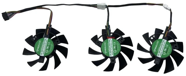 Alt view image 2 of 2 - PLA08015S12HH GPU Cooling Fan 3Pcs/Set Replacement for RX 5700 XT 8G OC & GTX 1660 X3 Gaming Graphics Card, 75mm 4Pin PWM Fan for GPU Core & Memory Heat Dissipation Repair