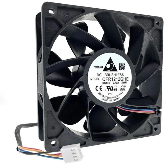 Main image of QFR1212GHE High Speed Mining Cooling Fan 120x120x38mm DC12V 6000RPM Dual Ball Bearing PWM 4-Pin Brushless Axial Fan Replacement for Bitcoin GPU Mining Rig, Server Chassis, Industrial Equipment Heat
