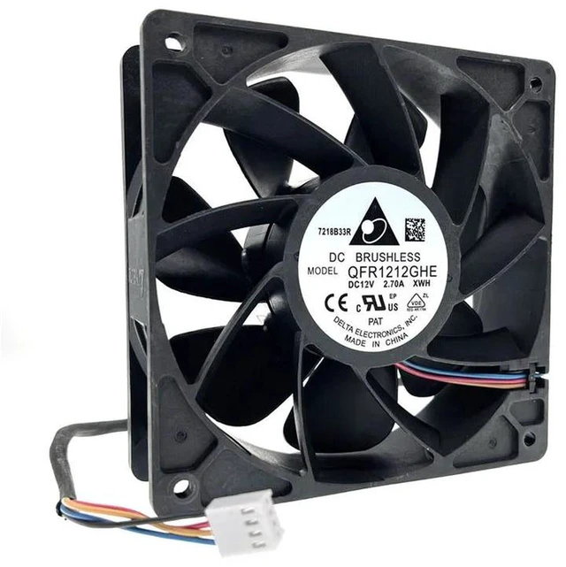 Alt view image 2 of 2 - QFR1212GHE High Speed Mining Cooling Fan 120x120x38mm DC12V 6000RPM Dual Ball Bearing PWM 4-Pin Brushless Axial Fan Replacement for Bitcoin GPU Mining Rig, Server Chassis, Industrial Equipment Heat