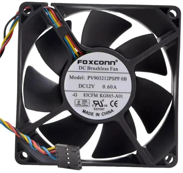 Alt view image 2 of 2 - PV903212PSPF 92x92x32mm 9232 Server Axial Cooling Fan DC12V 0.6A 4-Wire PWM Fan Replacement for Server, Inverter, Industrial Cabinet and High Load Electronic Equipment Heat Dissipation