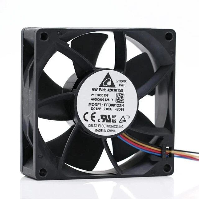 Main image of FFB0812XH 8025 80x80x25mm 8cm High Speed Cooling Fan, DC 12V 2A High Airflow Forced Pressure Brushless Axial Fan Replacement for Industrial Cabinet, Server, Chassis Heat Dissipation