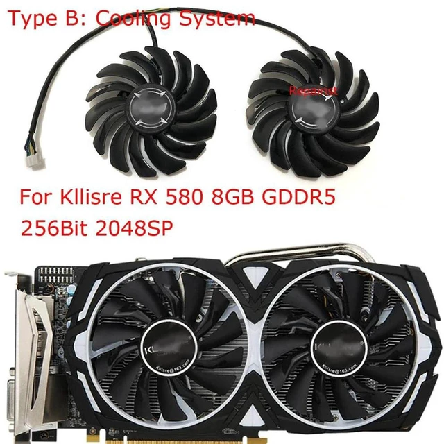 Main image of 2 Units/Set PLD09210S12HH GPU Graphics Card Cooling Fan, VGA Video Card Cooler Replacement Compatible with RX 580 8GB GDDR5 256-bit 2048SP A/B Type Graphics Cards Heat Dissipation