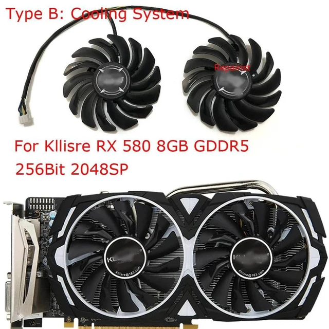 Alt view image 2 of 2 - 2 Units/Set PLD09210S12HH GPU Graphics Card Cooling Fan, VGA Video Card Cooler Replacement Compatible with RX 580 8GB GDDR5 256-bit 2048SP A/B Type Graphics Cards Heat Dissipation