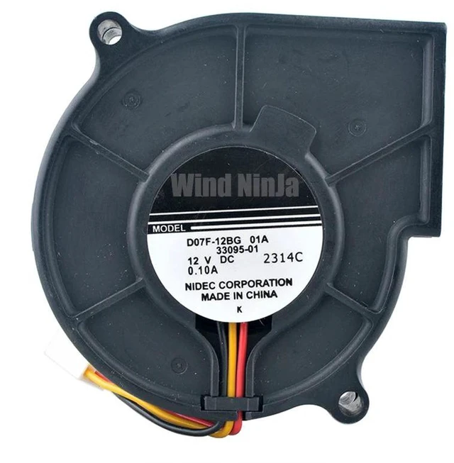 Alt view image 2 of 2 - 2 Units D07F-12BG 75x75x30mm 75mm 7.5cm Blower Fan, DC12V 0.10A 3-Pin Ball Bearing Centrifugal Cooling Fan Replacement for Printers, Humidifiers, Small Equipment Heat Dissipation