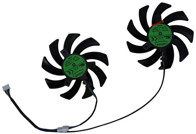Main image of 2-Pack T129215SU GPU Graphics Card Cooling Fan, VGA Cooler Replacement for RX 5700 XT and RX 5700 XT 8GB Mining Graphics Cards, 4-Pin PWM Video Card Fan for Gaming & Mining GPU Heat Dissipation