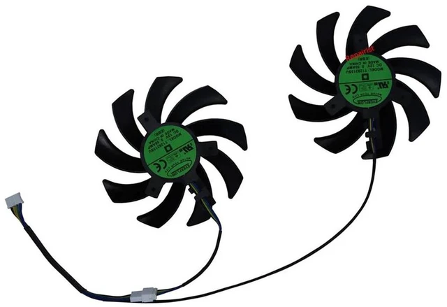Alt view image 2 of 2 - 2-Pack T129215SU GPU Graphics Card Cooling Fan, VGA Cooler Replacement for RX 5700 XT and RX 5700 XT 8GB Mining Graphics Cards, 4-Pin PWM Video Card Fan for Gaming & Mining GPU Heat Dissipation