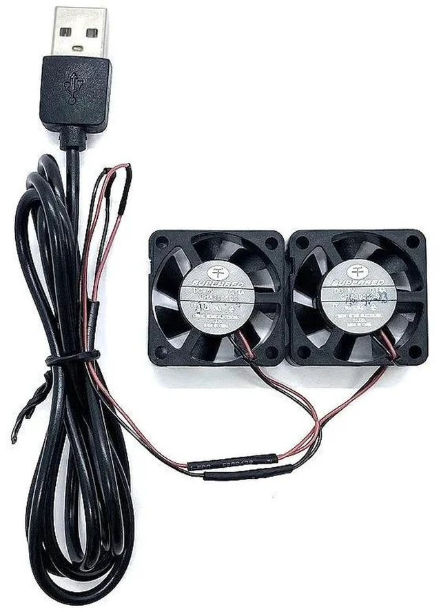 Alt view image 2 of 2 - 2-in-1 CHA3005CS Dual 3010 Cooling Fan Set, 30x30x10mm 30mm 3cm Mini Ultra-Thin DC5V Fans with USB Plug, Replacement Cooler for Set-Top Box, Router and Small Electronic Devices Heat Dissipation