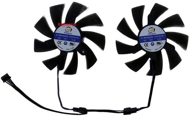 Alt view image 2 of 2 - CF9015H12S GPU Graphics Card Cooling Fan 2 Units/Set VGA Cooler Replacement for AFOX RX 580 570 2048SP, AFOX RTX 3070 White, ETHMINER 400 Mining Rig GPU Heat Dissipation Repair Part