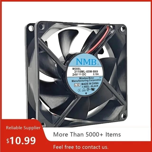 Alt view image 2 of 2 - 3110ML-05W-B69 8020 8CM Axial Cooling Fan 80x80x25MM DC24V 0.18A 3-Wire Industrial Inverter Cooling Fan Replacement for Inverter Control Cabinet Heat Dissipation Repair Part