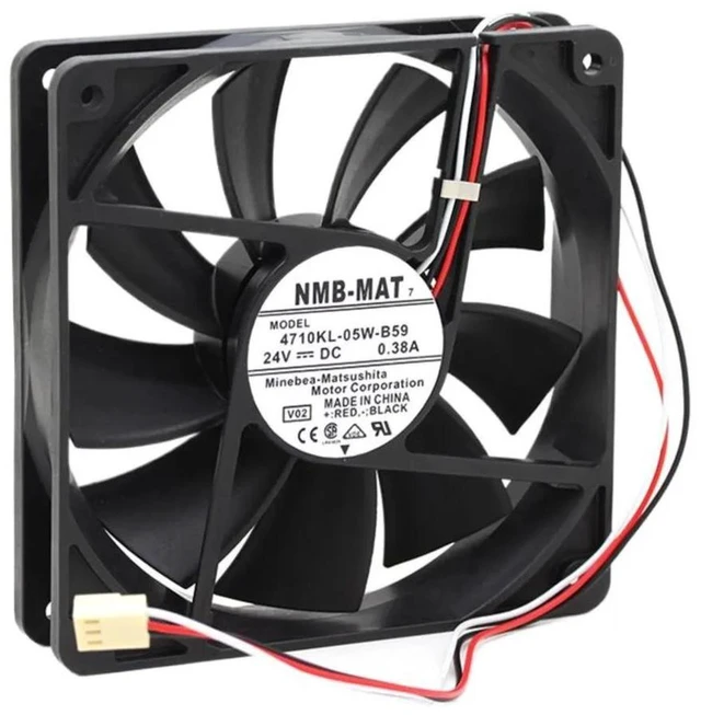 Alt view image 2 of 2 - 4710KL-05W-B50 12025 120x120x25mm 24V DC 0.38A 2-Wire Stop Alarm Axial Cooling Fan, 12CM Inverter Frequency Converter Replacement Fan, Double Ball Bearing High Airflow Fan