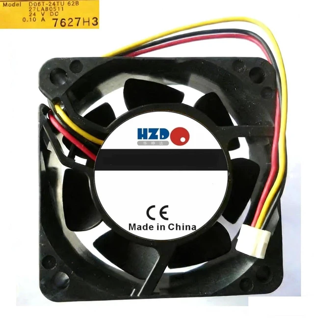 Main image of 6025 6cm Three-Wire Cooling Fan D06T-24TU 62B 27LA80511 45BH7, 60x60x25mm DC24V 0.1A Axial Fan, Small Industrial Replacement Fan for Electronic Equipment Heat Dissipation