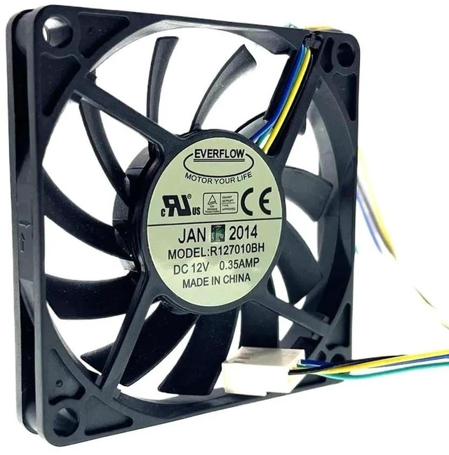 Main image of R127010BH Ultra Thin 70x70x10mm 7010 Cooling Fan 7cm DC12V, 0.35A 4200RPM 25CFM 40dBA 4-Pin PWM Dual Ball Bearing Axial Fan for Small Electronic Devices, Heatsink and Industrial Equipment Heat
