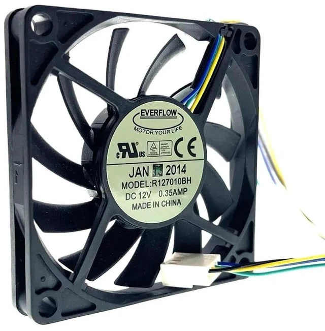 Alt view image 2 of 2 - R127010BH Ultra Thin 70x70x10mm 7010 Cooling Fan 7cm DC12V, 0.35A 4200RPM 25CFM 40dBA 4-Pin PWM Dual Ball Bearing Axial Fan for Small Electronic Devices, Heatsink and Industrial Equipment Heat