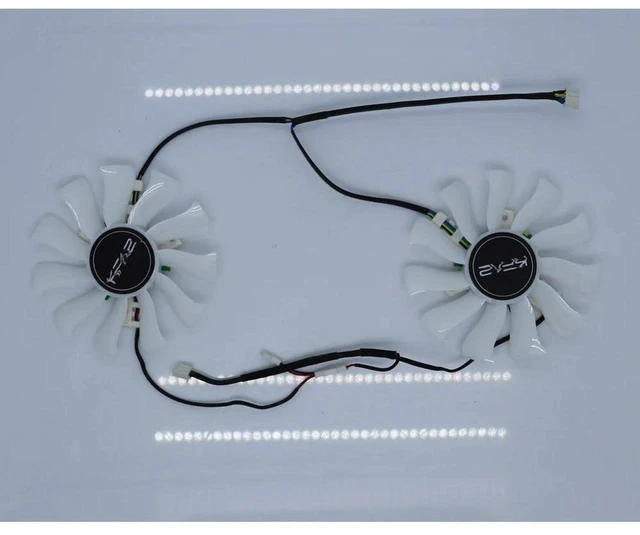 Main image of T129215SU White VGA Graphics Card Cooling Fan, 2 Fans Per Set, Replacement GPU Cooler Fan for KFA2 GTX 1080Ti EX and GTX 1080Ti EX OC 11GB Video Cards, Internal GPU Heat Dissipation Replacement Fan