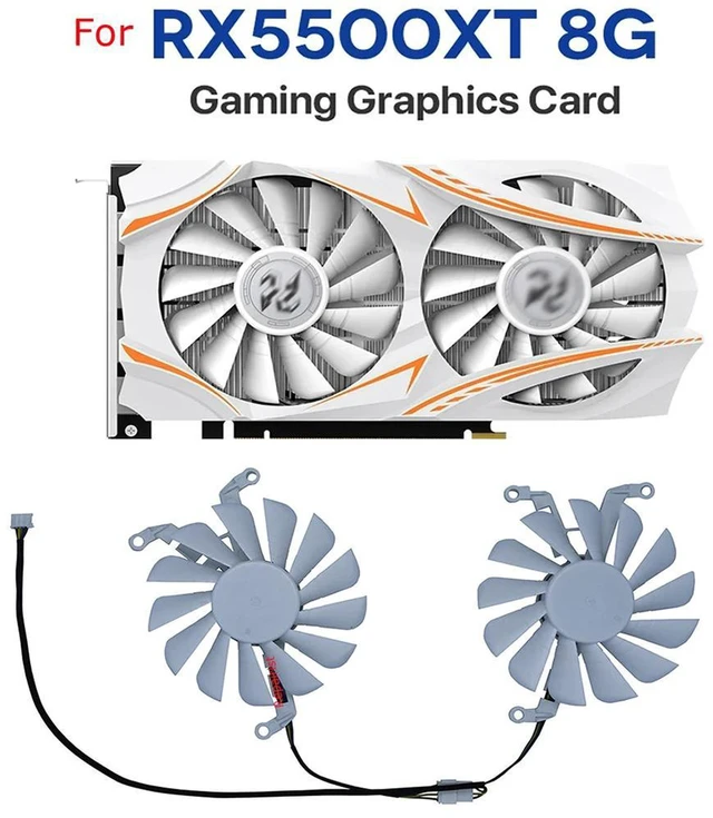 Alt view image 2 of 2 - T129215SU GPU Graphics Card Cooling Fan 2 Units/Set, Replacement VGA Cooler Fan Compatible with RX 5500XT 8G Video Card, High Airflow GPU Fan for Gaming Graphics Card Heat Dissipation Repair Parts