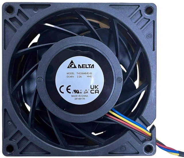 Main image of THD0948VE-03 High Speed Server Cooling Blower Fan, 90x90x38mm, DC 48V 2.2A, 14500RPM, 162CFM Industrial Replacement Fan for Server Cabinet, Telecom and Industrial Equipment