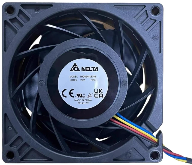 Alt view image 2 of 2 - THD0948VE-03 High Speed Server Cooling Blower Fan, 90x90x38mm, DC 48V 2.2A, 14500RPM, 162CFM Industrial Replacement Fan for Server Cabinet, Telecom and Industrial Equipment