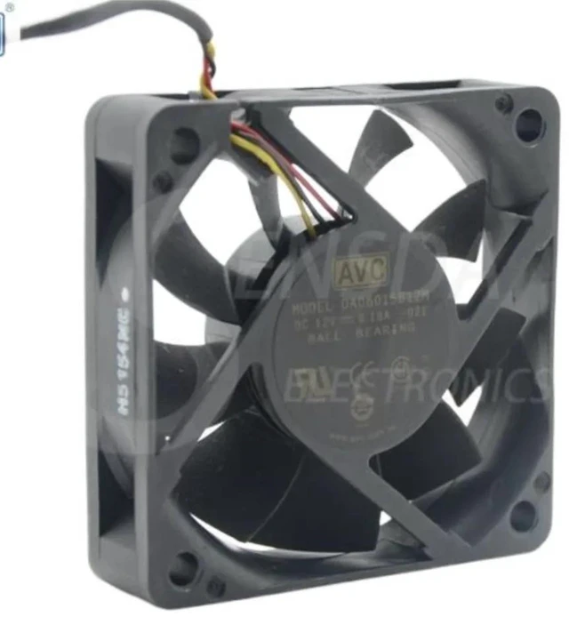 Alt view image 2 of 2 - DA06015B12M DC Axial Cooling Fan 60x60x15mm, 12V 0.18A 3-Pin 6015 Slim Fan, Replacement Cooler for Server, Inverter, TV, Industrial Equipment, 1 Unit/Set
