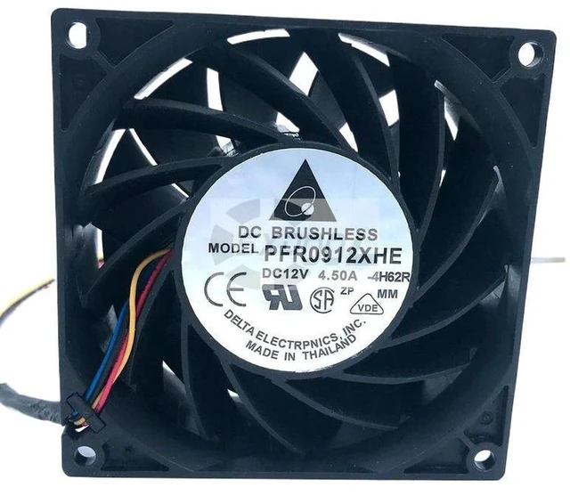 Alt view image 2 of 2 - Replacement PFR0912XHE High Speed PWM Mining Cooling Fan, 90mm DC12V 185CFM Ball Bearing Axial Fan, for GPU Mining Rigs, ASIC Miners, Server Cabinet Heat Dissipation