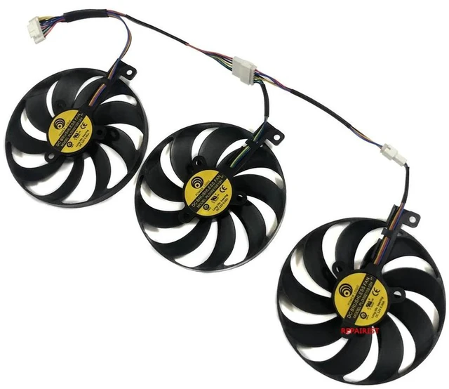 Alt view image 2 of 2 - 3Pcs Set PLD09210S12H Replacement GPU Cooling Fans, Graphics Card Cooler Fan Kit, DC12V 4Pin, for RX 5700, RTX 2080 Ti, RTX 2080S OC 8G Gaming Video Card Radiator