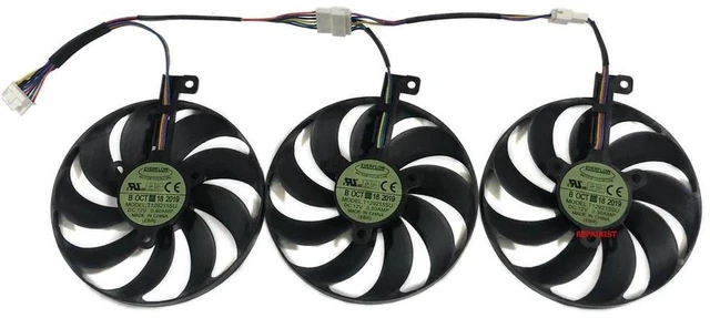 Main image of 3-Pack T129215SU Graphics Card Cooling Fan, GPU Replacement Fan for ASUS RX 5700, RTX 2080 Ti, RTX 2080S OC 8G Gaming Video Card, 7Pin PWM VGA Cooler Fan for Desktop PC Graphics Card Repair