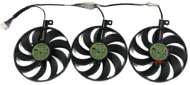 Alt view image 2 of 2 - 3-Pack T129215SU Graphics Card Cooling Fan, GPU Replacement Fan for ASUS RX 5700, RTX 2080 Ti, RTX 2080S OC 8G Gaming Video Card, 7Pin PWM VGA Cooler Fan for Desktop PC Graphics Card Repair