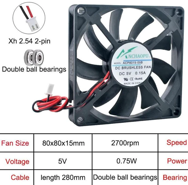 Alt view image 2 of 2 - AFB1212HHE Axial Cooling Fan, 12038 120×120×38mm 12cm Gray Fan DC12V 0.75A 3-Wire Replacement Fan, High Airflow Axial Fan for CPU, Server Cabinet Heat Dissipation Repair Parts