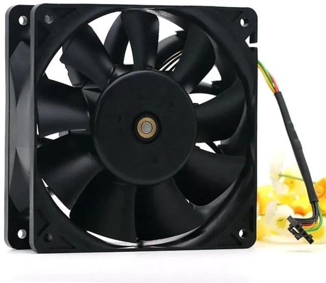 Alt view image 2 of 2 - V35141-35 12038 High Speed Mining Rig Cooling Fan, 120×120×38mm 12CM DC12V 2.2A 4-Pin PWM Replacement Cooler Fan for Antminer S7 ASIC Miner, Dual Ball Bearing High Airflow Heat Dissipation Repair Part