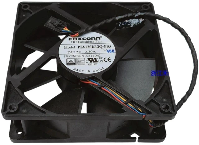 Main image of PIA120K12Q 12038 12CM High Speed Axial Cooling Fan, DC12V 2.3A 178CFM Dual Ball Bearing 4-Pin PWM Replacement Fan, High Airflow Industrial Cooler for Server Cabinet Heat Dissipation Repair Parts