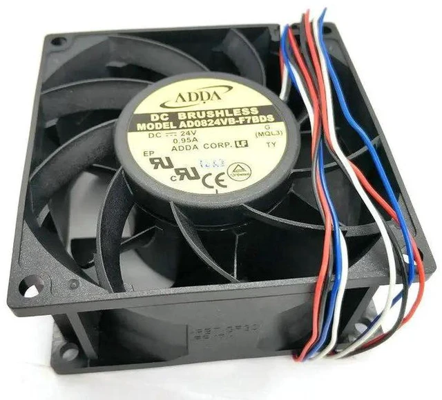 Main image of AD0824VB-F7BDS Axial Cooling Fan, 8038 80×80×38mm 8CM DC24V 0.95A 4-Wire Replacement Fan, High Static Pressure Industrial Cooler for Inverter, Power Cabinet Heat Dissipation Repair Parts