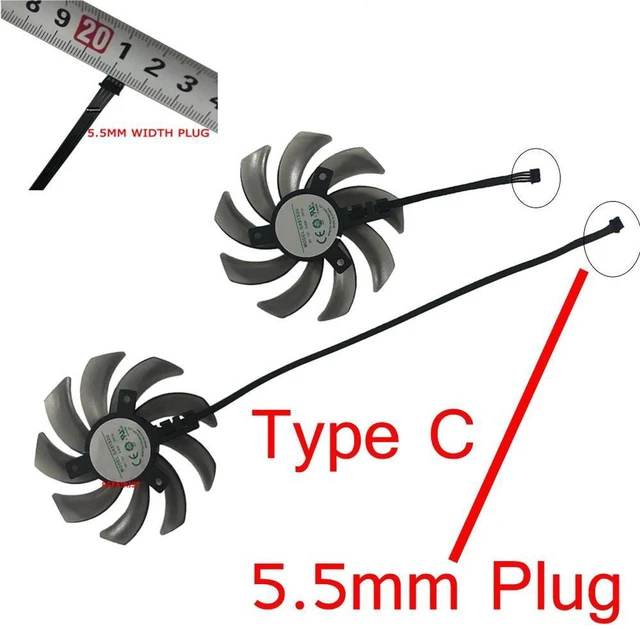 Main image of GA91S2U Graphics Card Cooling Fan 2-Pieces Set, VGA GPU Cooler DC12V 0.4A with 5.5mm Connectors, Replacement Fan Compatible with RTX 2080, RTX 2070, RTX 2060 GamingPro Gaming Video Card Heat