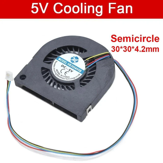 Main image of HB3004H5S HB3004H5B Semi-Circular Mini Centrifugal Blower Fan, DC5V 4-Pin PWM 30×30×4mm 30MM 3004 3003 Replacement Fan for UAV Heat Dissipation