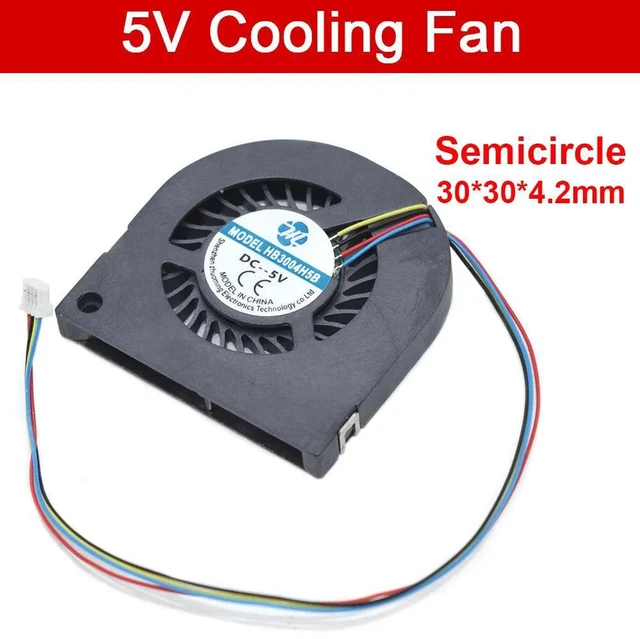 Alt view image 2 of 2 - HB3004H5S HB3004H5B Semi-Circular Mini Centrifugal Blower Fan, DC5V 4-Pin PWM 30×30×4mm 30MM 3004 3003 Replacement Fan for UAV Heat Dissipation