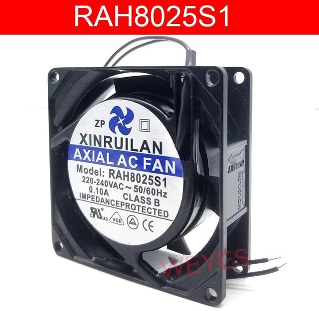 Main image of RAH8025S1 AC Axial Cooling Fan, 80x80x25mm 220-240V AC 50/60Hz 0.10A 2-Wire Brushless Fan, Replacement Fan for Cabinet, Inverter and Industrial Equipment Heat Dissipation