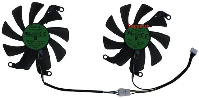 Alt view image 2 of 2 - 2 Units/Set GPU Cooling Fan T129215SU, Replacement VGA Graphics Card Cooler for 51RISC RTX 3060 12GB Desktop Gaming Video Card, Dual Fan Kit for GPU Heat Dissipation, DC12V 4-Pin PWM Fan